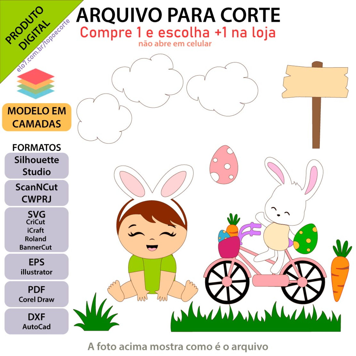 ARQUIVO Topo de bolo Bebê Páscoa +1 arquivo da loja