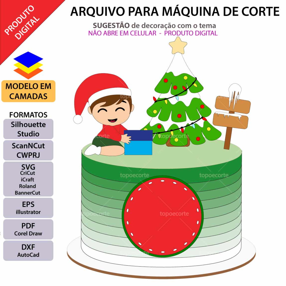 Arquivo Topo de Bolo Bebê Presente Menino +1 Arquivo da Loja - Imagem 2