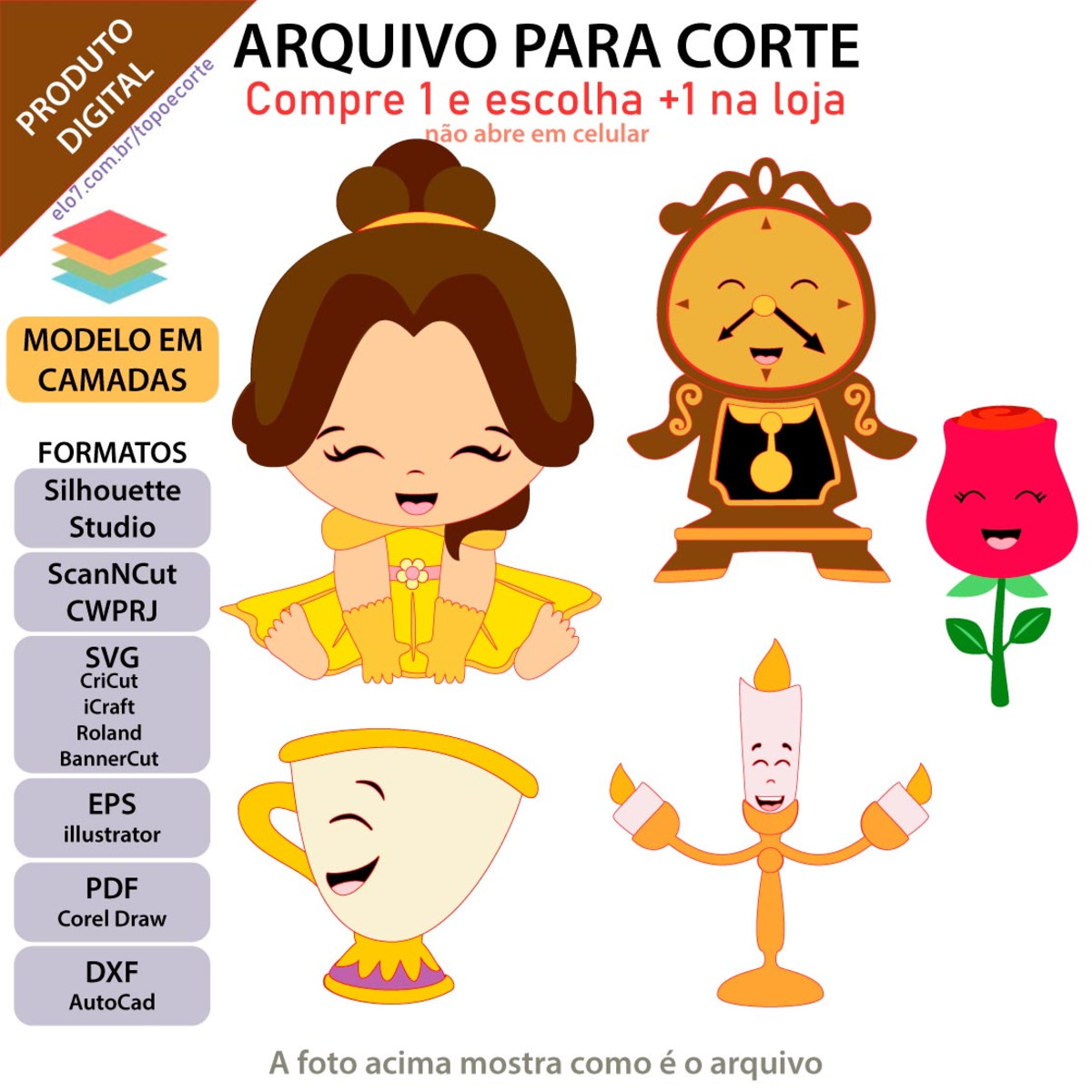 ARQUIVO Topo de bolo Bela Baby +1 arquivo da loja - Imagem 2
