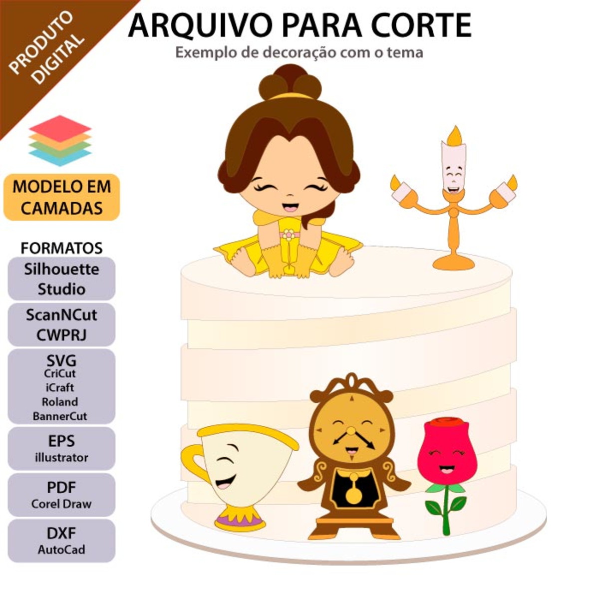 ARQUIVO Topo de bolo Bela Baby +1 arquivo da loja