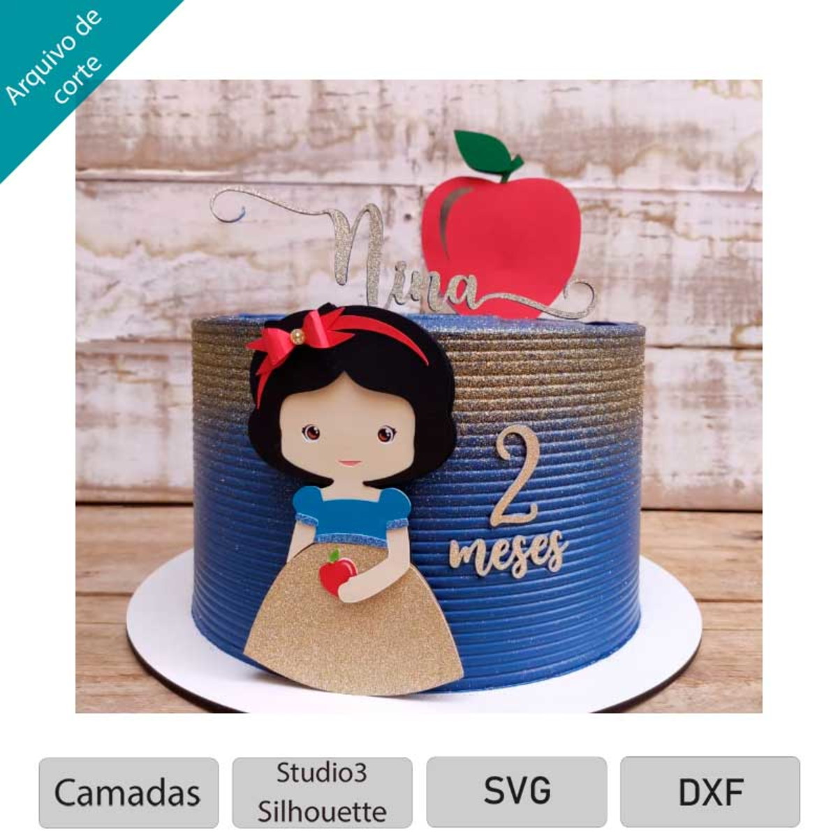 ARQUIVO Topo de bolo Branca de Neve + 1 tema da loja - Imagem 3