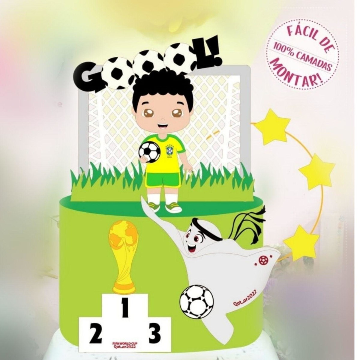 Arquivo Topo de Bolo Menino Brasil Copa do Mundo 2022 #15461