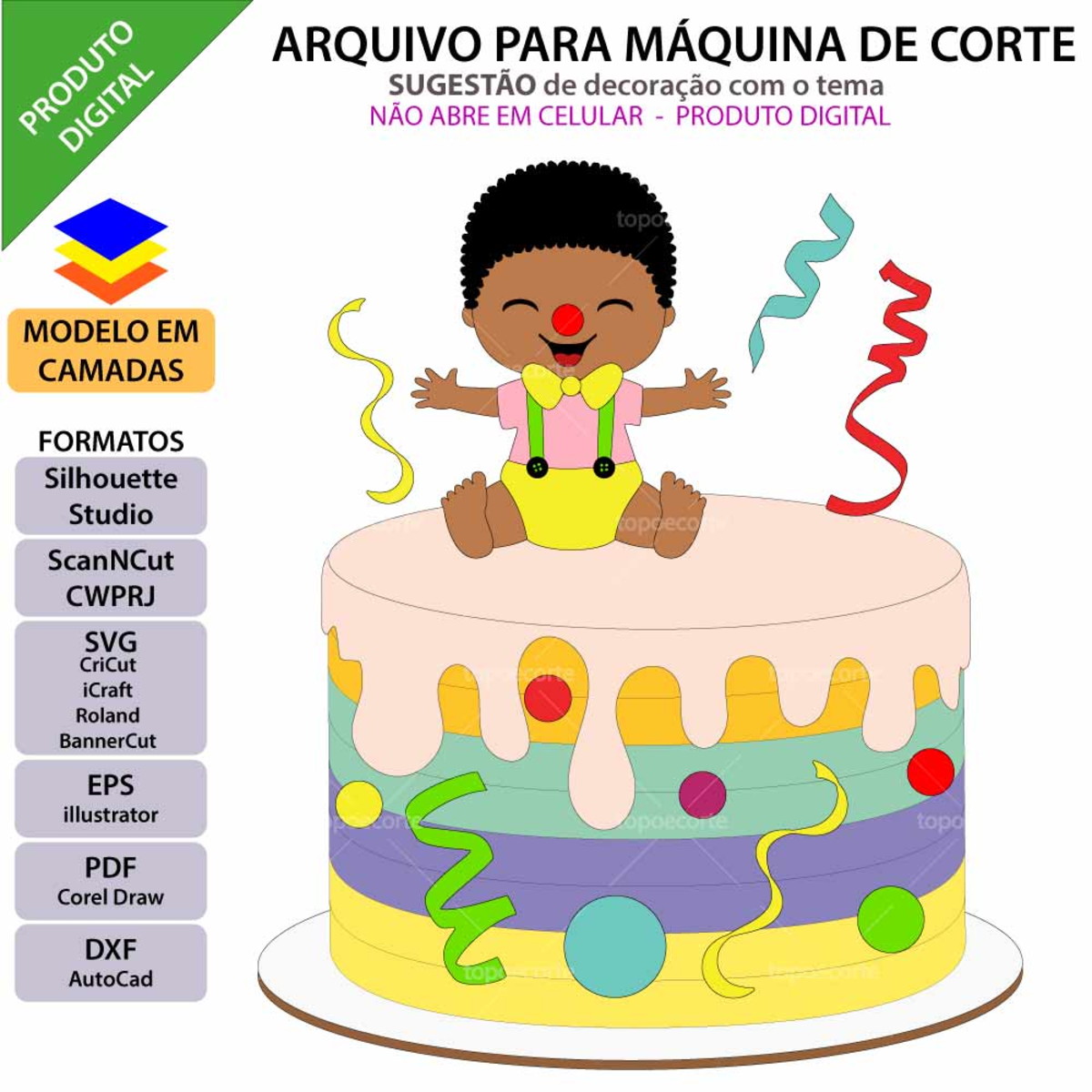 Arquivo Topo de Bolo Carnaval Bebe Menino +1 Arquivo da Loja - Imagem 2