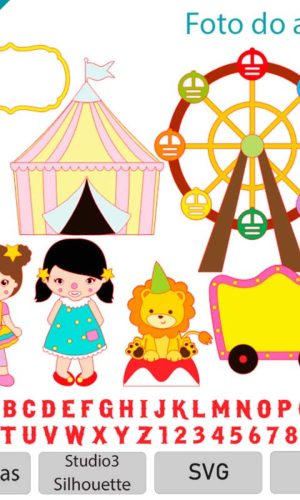 ARQUIVO Topo de bolo Circo Rosa, Menina +1 Tema da loja