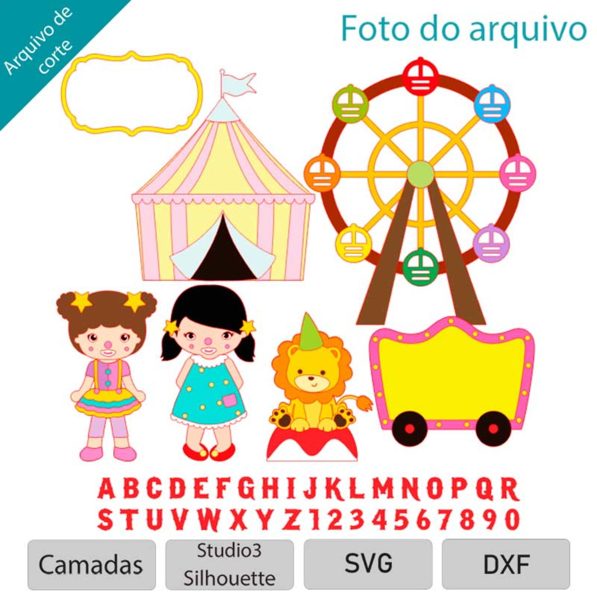 ARQUIVO Topo de bolo Circo Rosa, Menina +1 Tema da loja