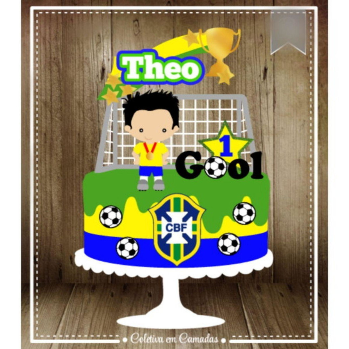 Arquivo Topo de Bolo Copa do Mundo 2022 Brasil Menino #15425
