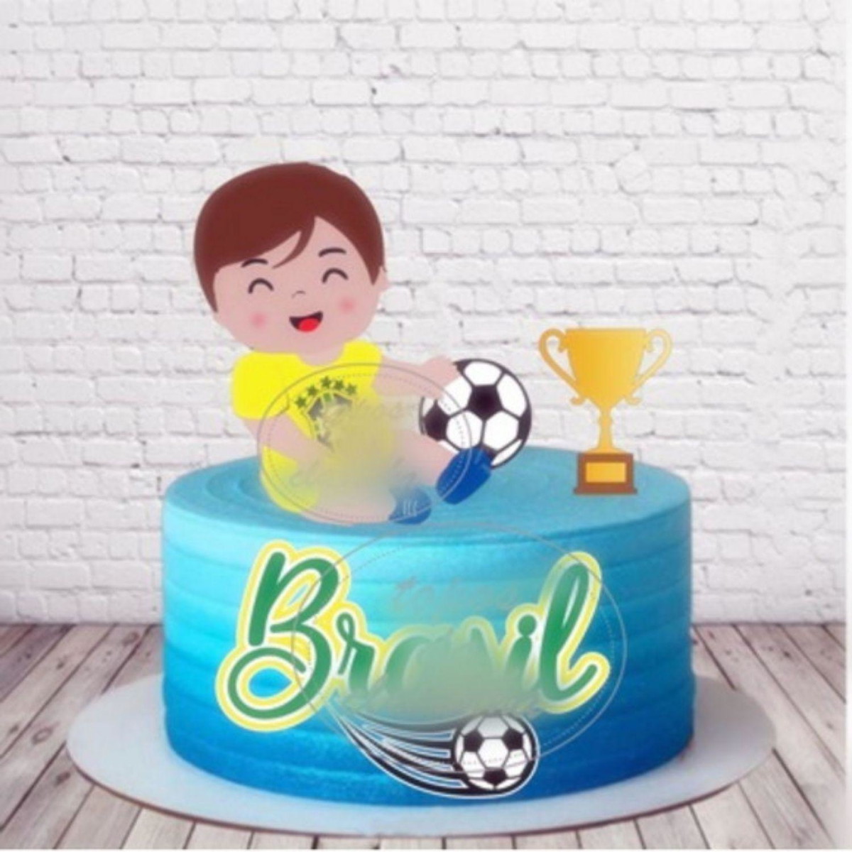 Arquivo Topo de Bolo Copa do Mundo 2022 Brasil Menino #15432