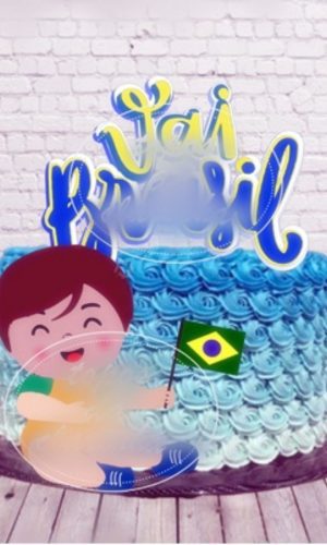 Arquivo Topo de Bolo Copa do Mundo 2022 Brasil Menino #15435