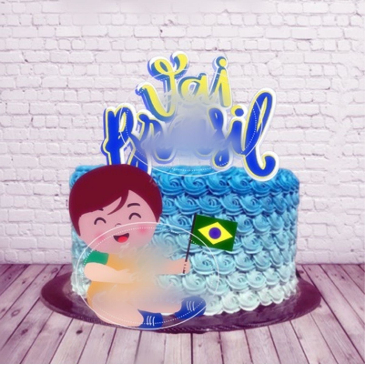 Arquivo Topo de Bolo Copa do Mundo 2022 Brasil Menino #15435
