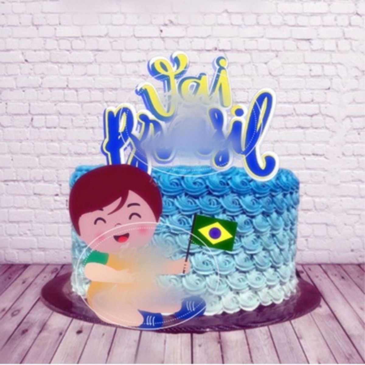 Arquivo Topo de Bolo Copa do Mundo 2022 Brasil Menino #15435
