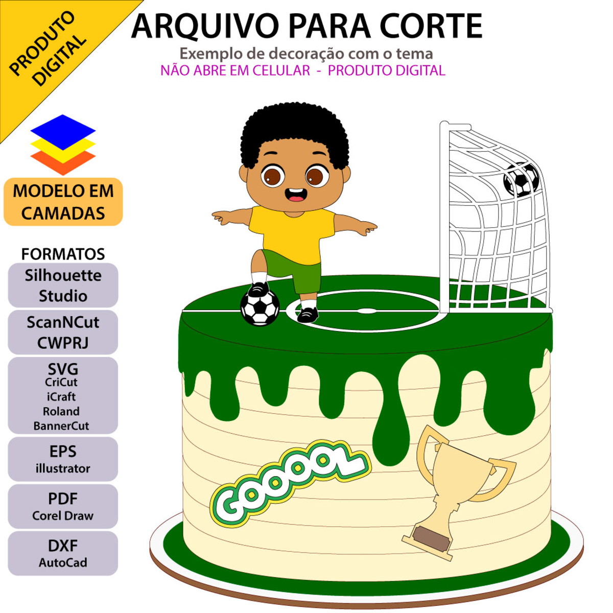 Arquivo Topo de Bolo Futebol Menino +1 Arquivo da Loja