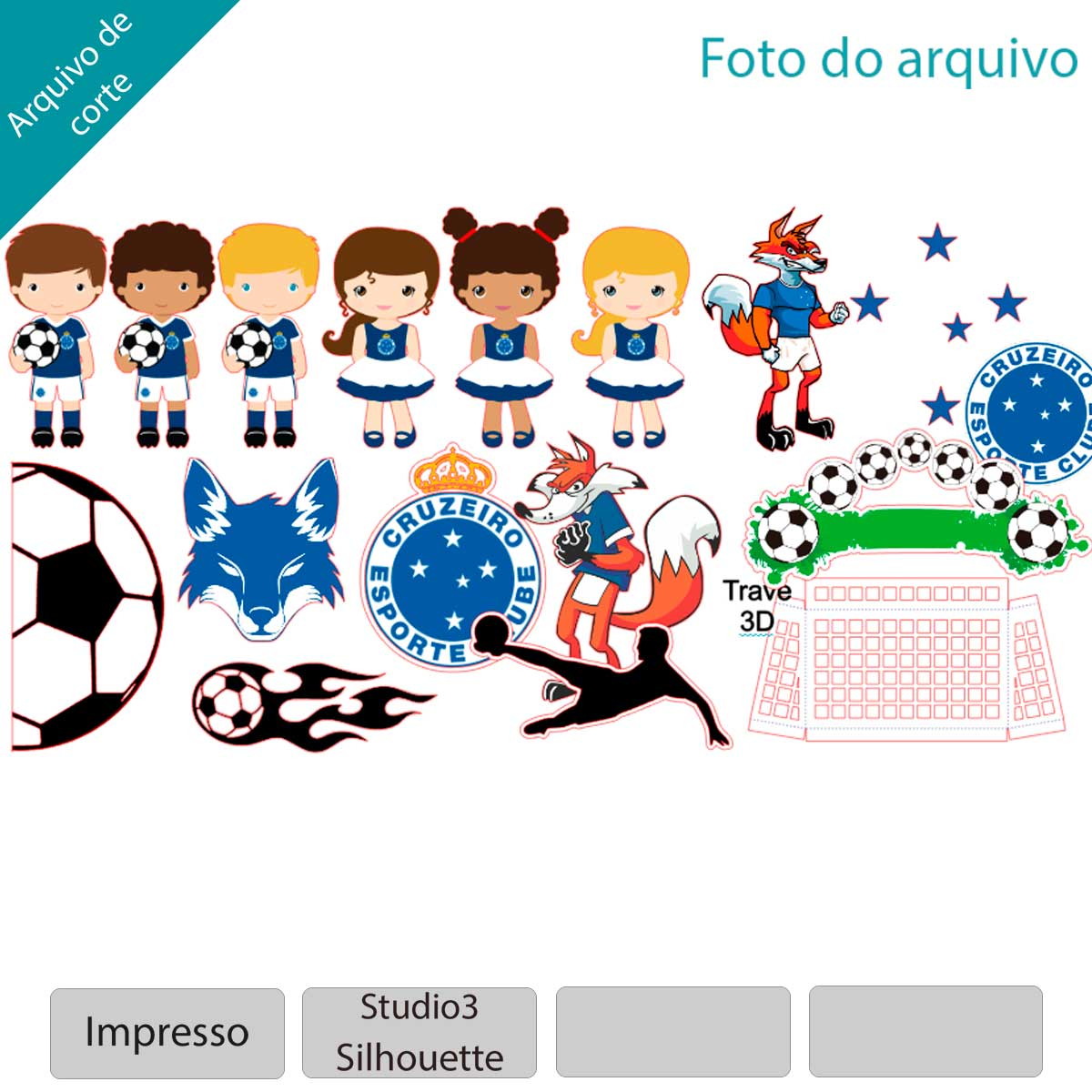 ARQUIVO Topo de bolo Cruzeiro - Time Cruzeiro +1 tema