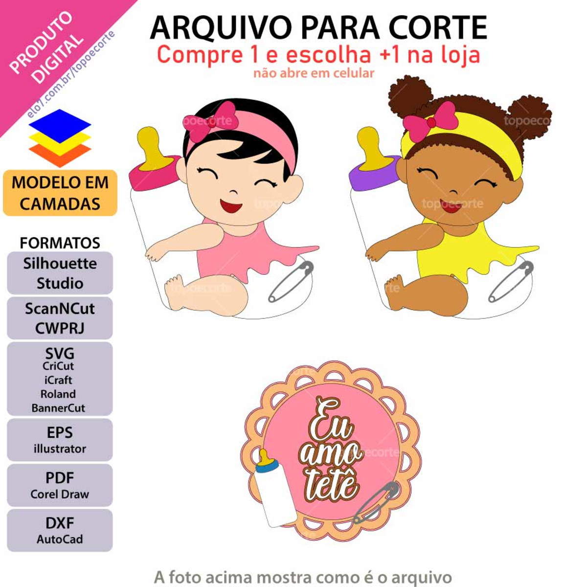 Arquivo Topo de Bolo Eu Amo Tetê Menina +1 Arquivo da Loja