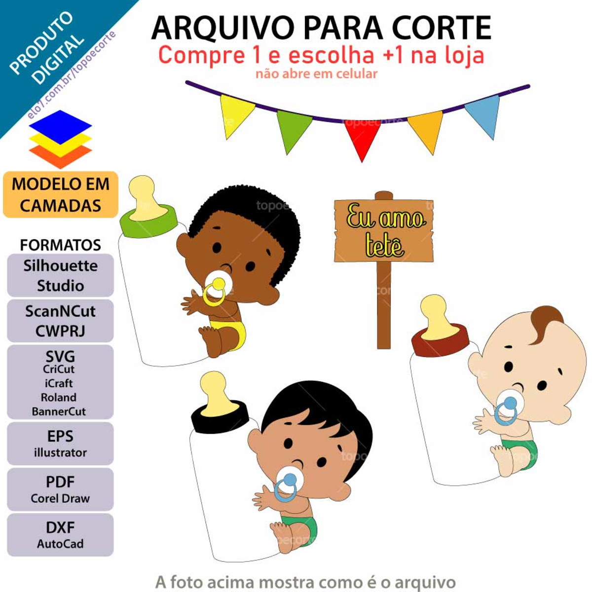 Arquivo Topo de Bolo Eu Amo Tetê Menino +1 Arquivo da Loja