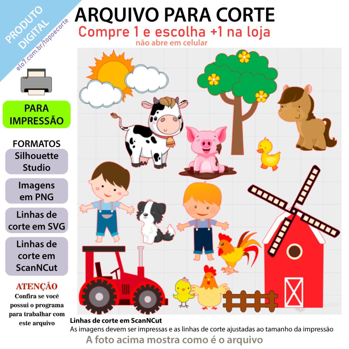 ARQUIVO Topo de bolo Fazendinha Menino +1 arquivo da loja - Imagem 2