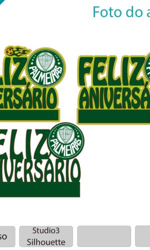 ARQUIVO Topo de bolo Feliz Aniversário Palmeira + 1 tema