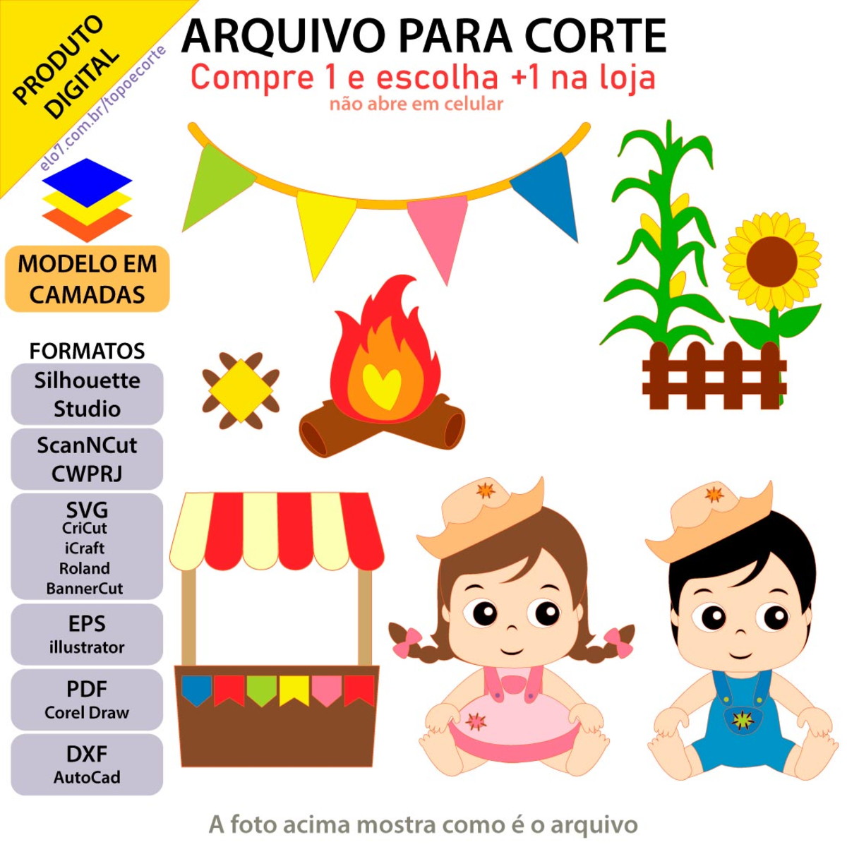 ARQUIVO Topo de bolo Festa Junina Bebê Barraca +1 arquivo