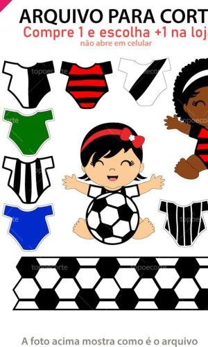 Arquivo Topo de Bolo Futebol Bebê Menina +1 Arquivo da Loja
