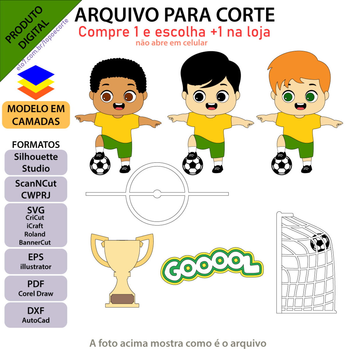 Arquivo Topo de Bolo Futebol Menino +1 Arquivo da Loja - Imagem 2