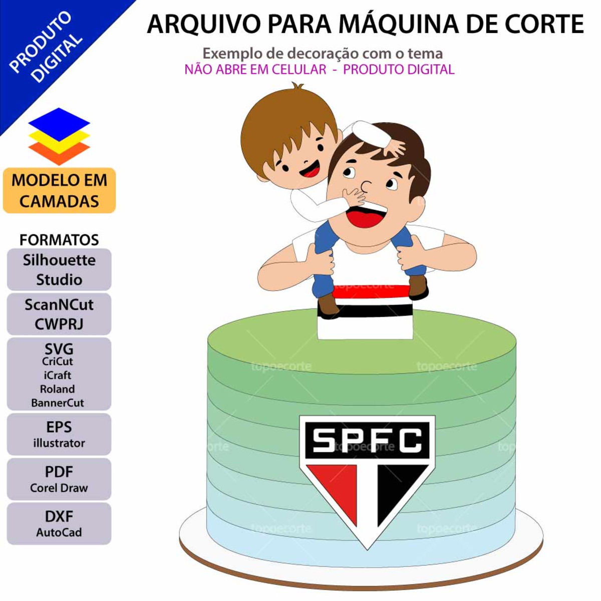 Arquivo Topo de Bolo Futebol Pai e Filho +1 Arquivo da Loja - Imagem 2
