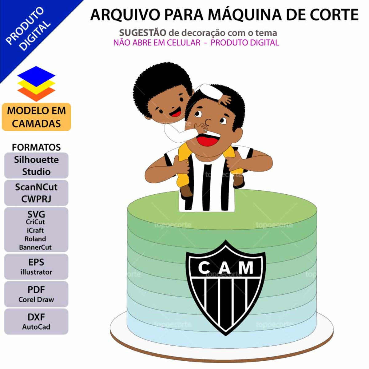 Arquivo Topo de Bolo Futebol Pai e Filho +1 Arquivo da Loja - Imagem 3
