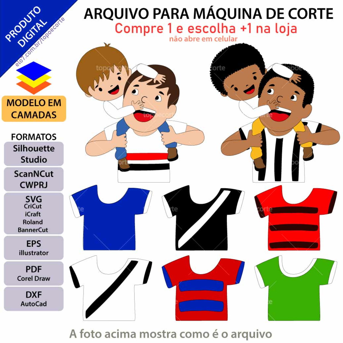 Arquivo Topo de Bolo Futebol Pai e Filho +1 Arquivo da Loja