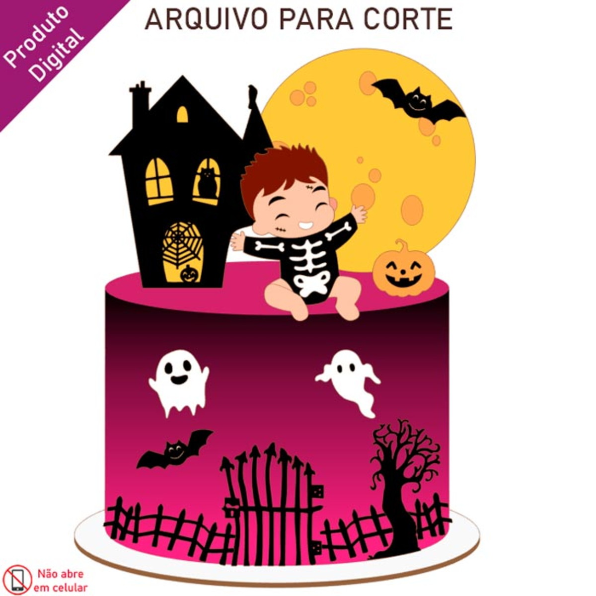 ARQUIVO Topo de bolo Halloween Baby +1 arquivo da loja