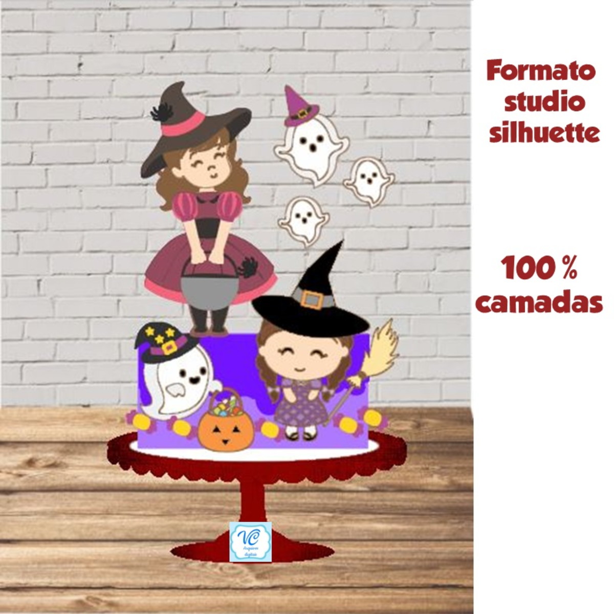 ARQUIVO TOPO DE BOLO HALLOWEEN Bruxinha 05 -COD: 33