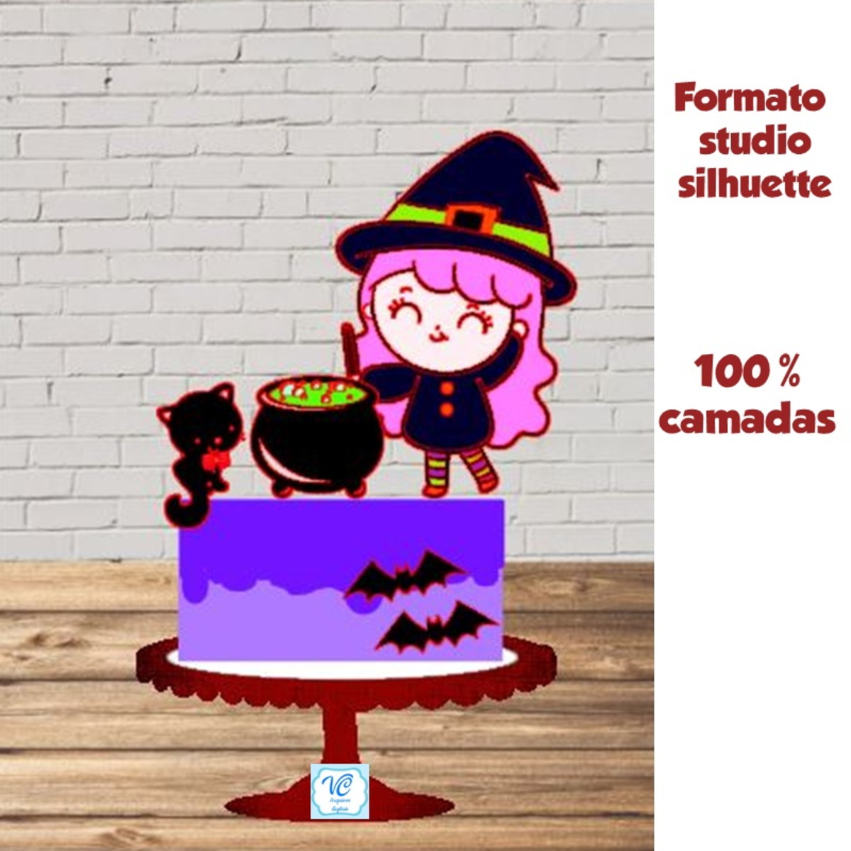 ARQUIVO TOPO DE BOLO HALLOWEEN Bruxinha 06 -COD: 34
