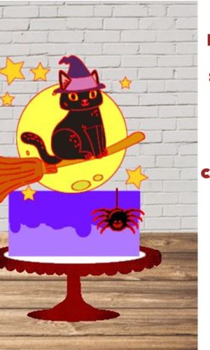 ARQUIVO TOPO DE BOLO HALLOWEEN Gato Preto-COD: 37
