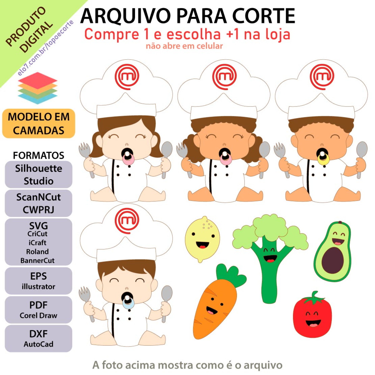 ARQUIVO Topo de bolo Master Chefe Baby +1 arquivo da loja - Imagem 2
