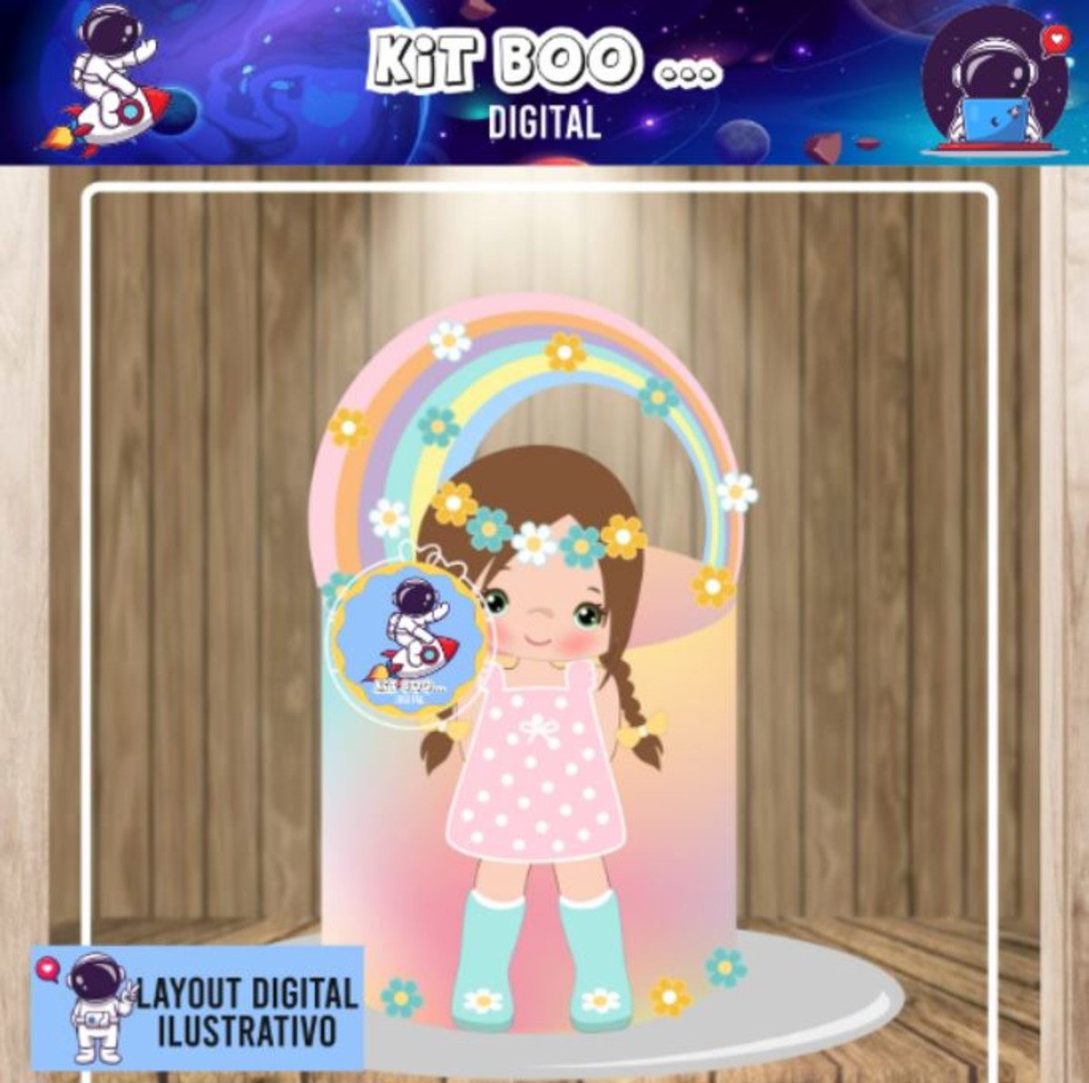 Arquivo Topo de Bolo - Menina Arco-íris
