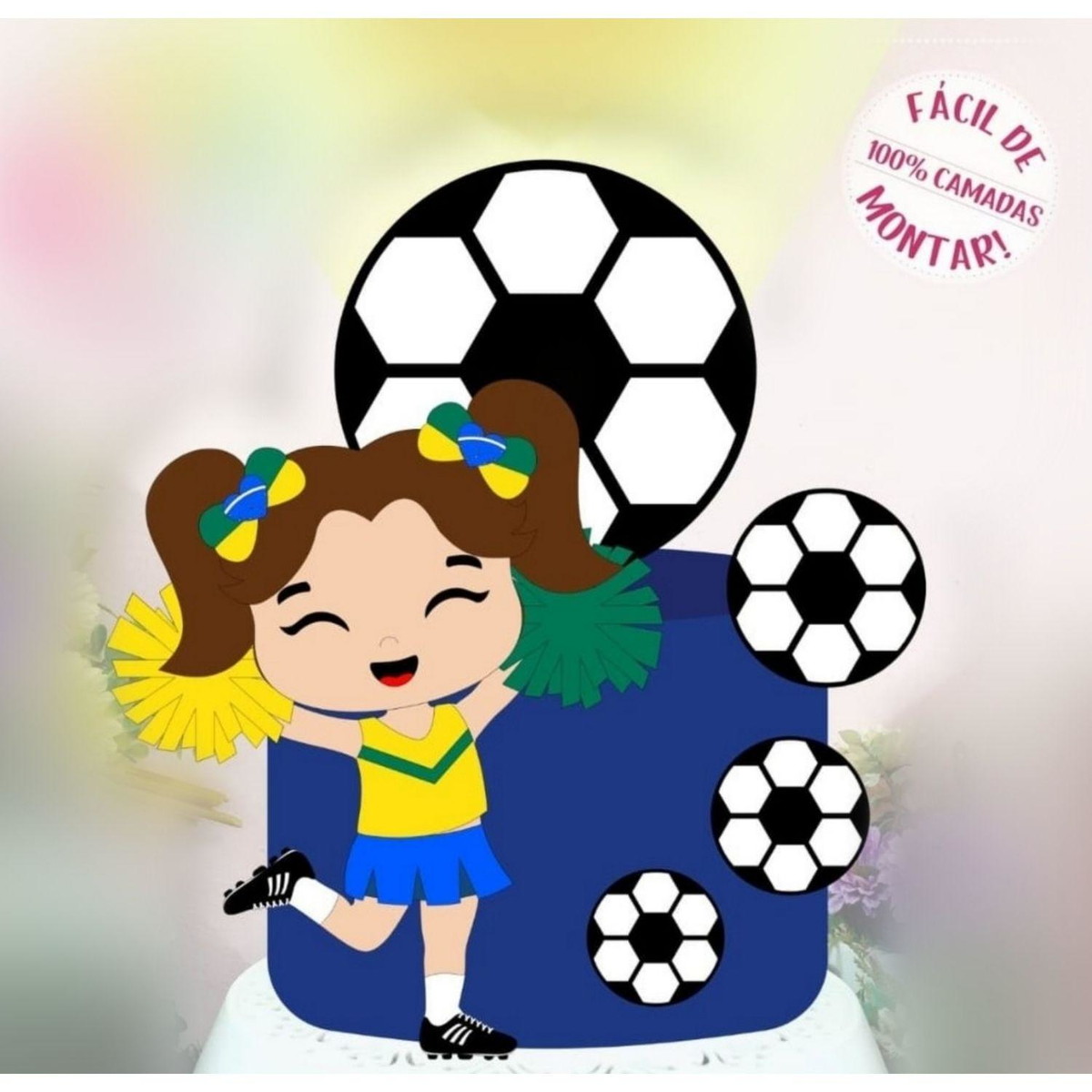 Arquivo Topo de Bolo Menina Brasil Copa do Mundo 2022 #15463