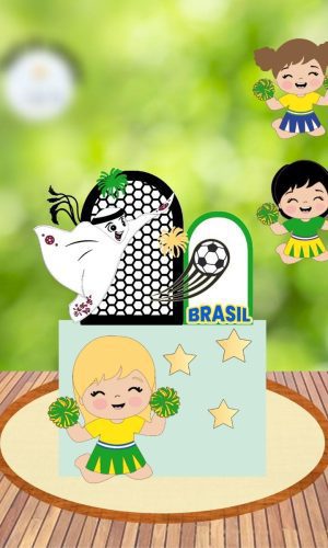Arquivo Topo de Bolo Menina Brasil Copa do Mundo 2022 #15466