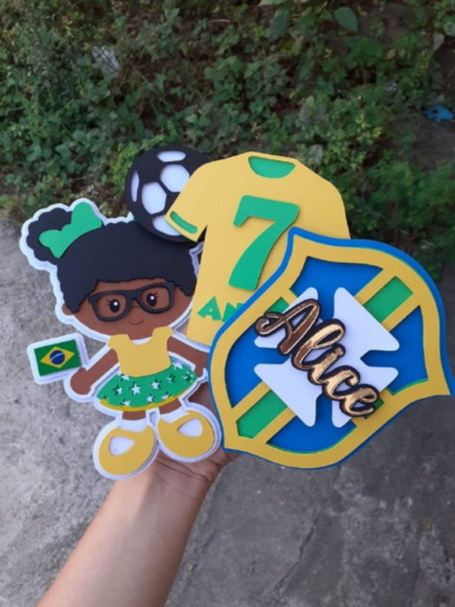 Arquivo Topo de Bolo Menina Brasil Copa do Mundo 2022 #15476