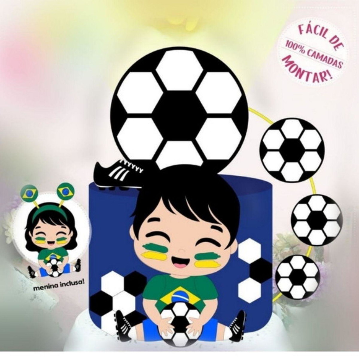 Arquivo Topo de Bolo Menino Brasil Copa do Mundo 2022 #15459