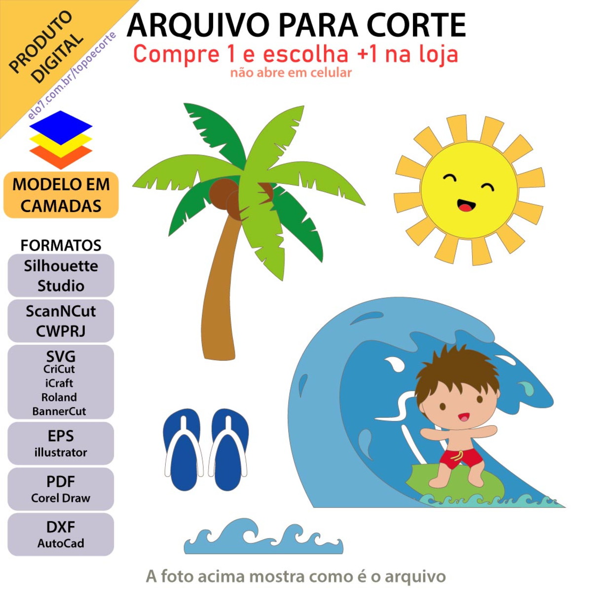 Arquivo Topo De Bolo Menino Surfista +1 Arquivo Da Loja