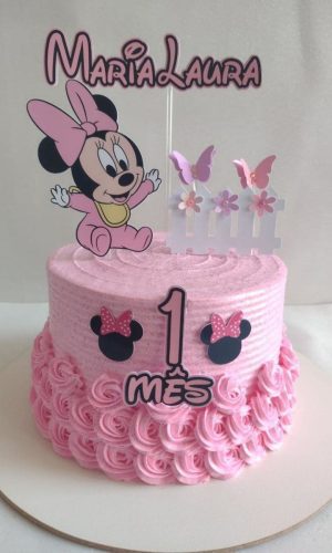 Arquivo topo de bolo - Minnie rosa bebê