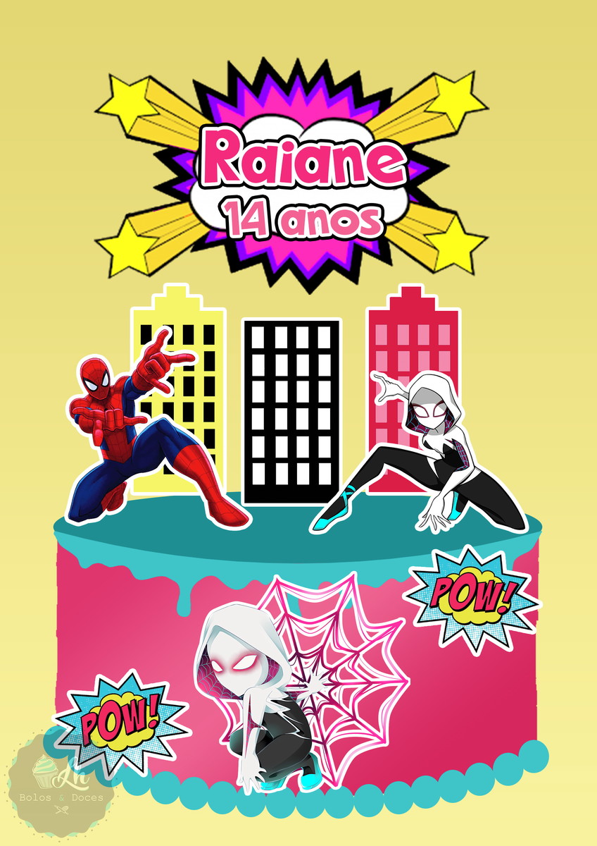 Arquivo Topo de bolo Mulher Aranha Spider Gwen #2 PDF/JPG