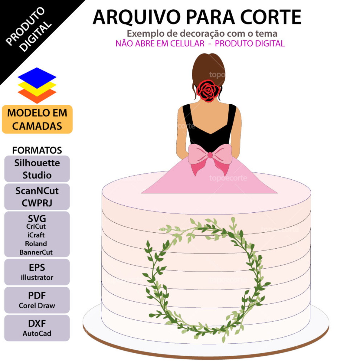 Arquivo Topo de Bolo Mulher Olhando Horizonte +1 Arquivo - Imagem 3