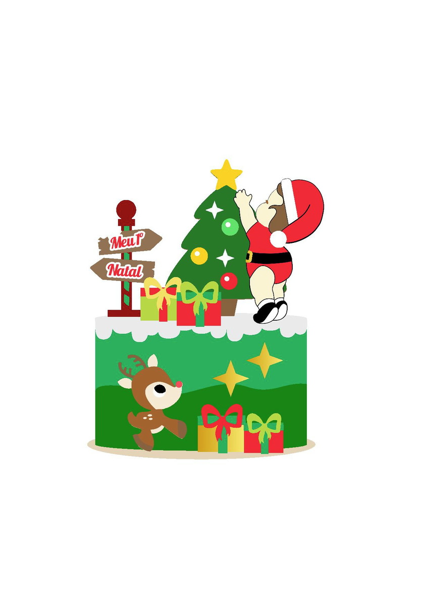 Arquivo Topo de Bolo Natal Bebê e Rena