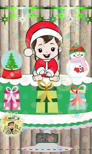 708 - Arquivo Topo de Bolo Natal Menino Camadas Studio