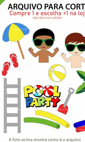 Arquivo Topo de Bolo Pool Party Menino +1 Arquivo da Loja