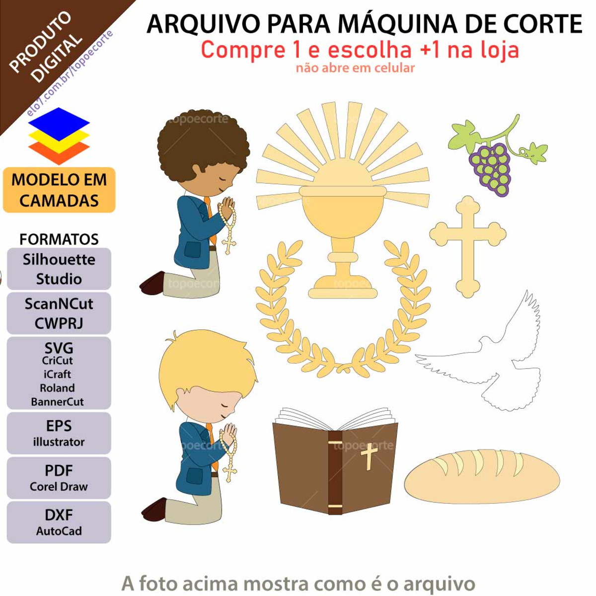 Arquivo Topo de Bolo Primeira Eucaristia Menino +1 Arquivo