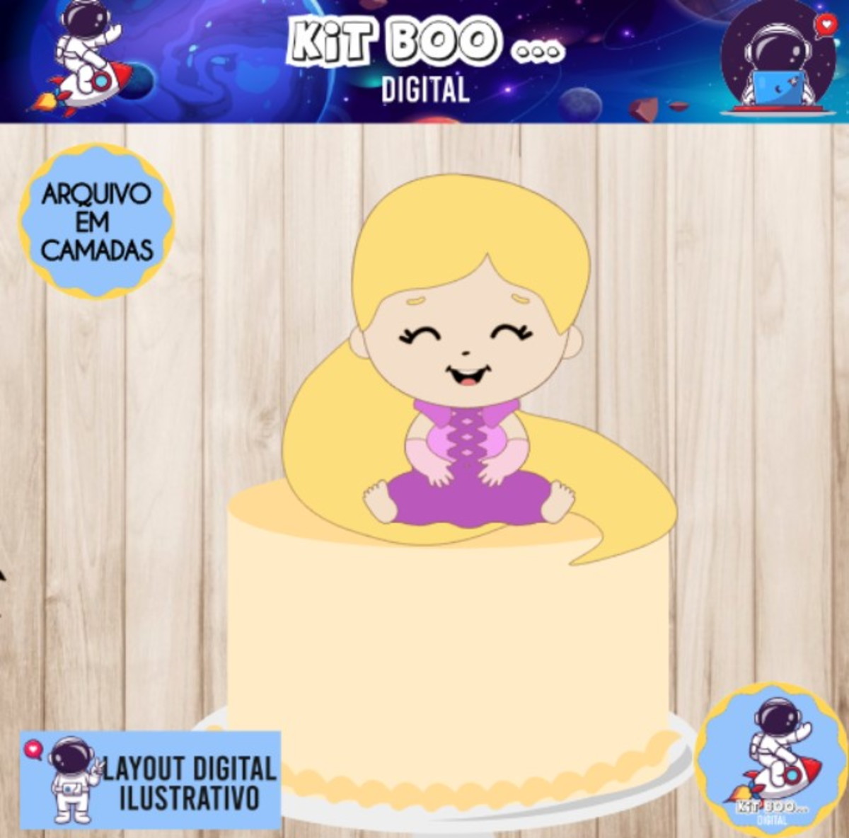 Arquivo Topo De Bolo - Rapunzel Cute