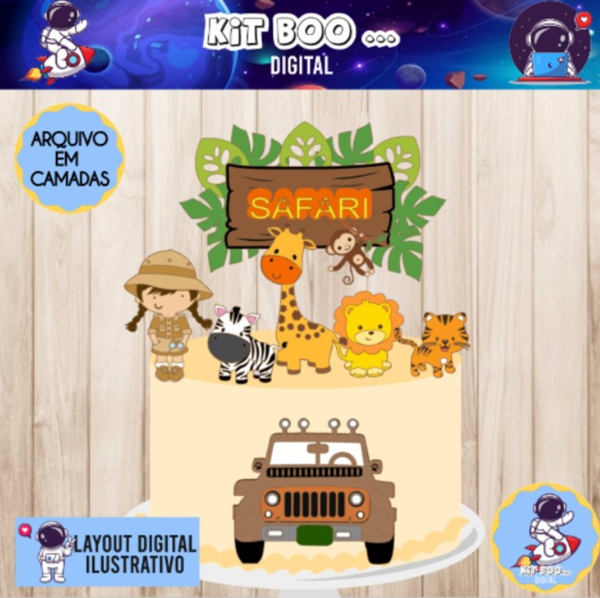 Arquivo Topo de Bolo - Safari Menina