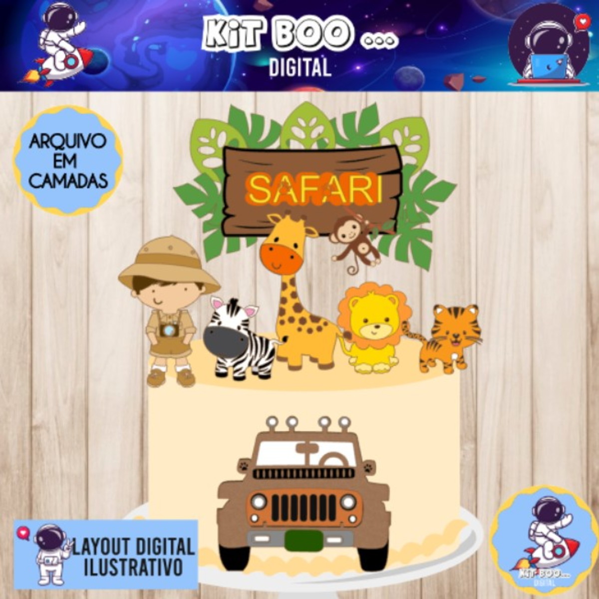 Arquivo Topo de Bolo - Safari Menino