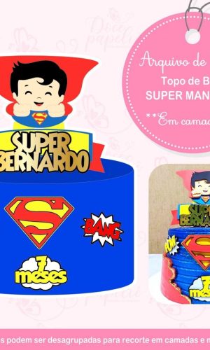 Arquivo Topo de Bolo Super Man Cute 3d