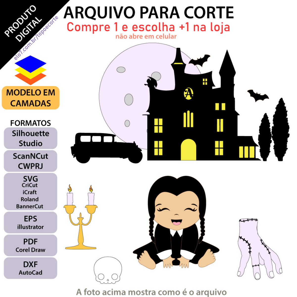 Arquivo Topo de Bolo Wandinha Baby +1 Arquivo da Loja