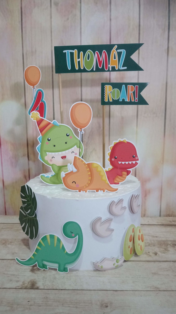 Arquivo Topo de Bolo Dino Baby Dino Cute